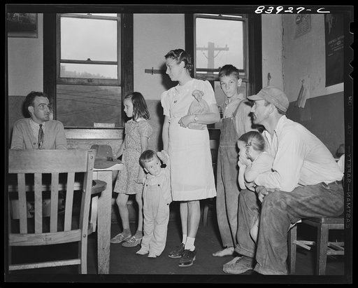 Richwood, West Virginia. A family talking over the prospects of work with the United States employment service