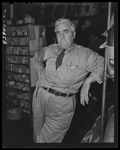 Untitled photo, possibly related to: Richwood, West Virginia. William Thomas, a hardware dealer, says, "The boys should be allowed to work younger. I worked in the wheat fields when I was eight. Work is more important than school. Regardless of the war, any form of government hiring is dangerous. It