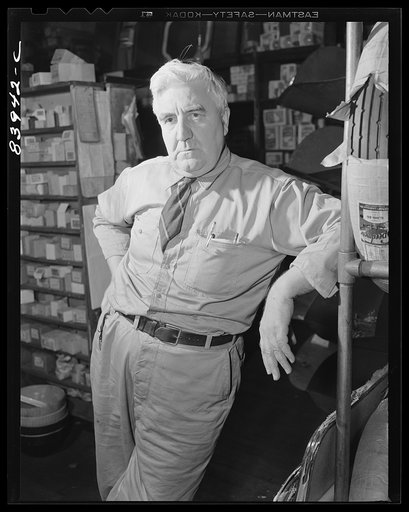 Richwood, West Virginia. William Thomas, a hardware dealer, says, "The boys should be allowed to work younger. I worked in the wheat fields when I was eight. Work is more important than school. Regardless of the war, any form of government hiring is dangerous. It should by handled privately"