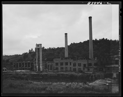 Untitled photo, possibly related to: Richwood, West Virginia. Last spring this mill was producing paper. Shortage of raw materials and outdated machinery forced it to close