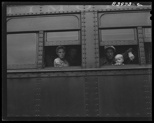 Untitled photo, possibly related to: Richwood, West Virginia. The Friends saying goodbye to Richwood, as they leave for upper New York state to help in the harvest