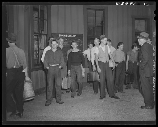 Richwood, West Virginia. Waiting at the station for the train