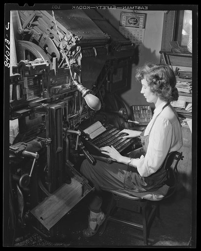 Untitled photo, possibly related to: Richwood, West Virginia. Louise Thompson, printer's devil