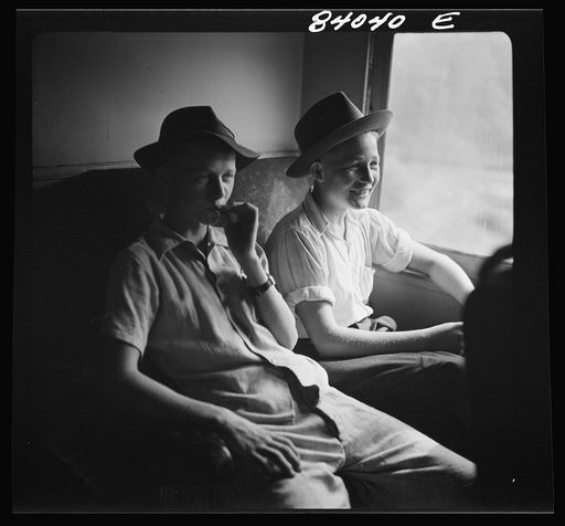 Boys en route to upper New York state from Richwood, West Virginia to work in the harvest