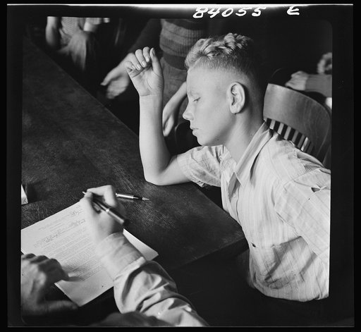 Richwood, West Virginia. Sixteen year old high school boy making a contract to help in the harvest in upper New York state