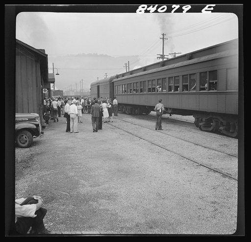 Untitled photo, possibly related to: Richwood, West Virginia. The Baltimore and Ohio Railroad furnished a special train to carry the 300 men, women and children to upper New York state where they will work in the harvest