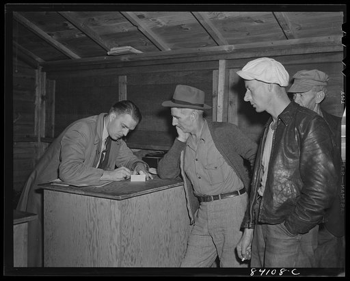 Batavia, New York. David Nesbitt, contracting with United States employment service for the help of Bryant Friend and his family from Richwood, West  Virginia in harvesting his crops
