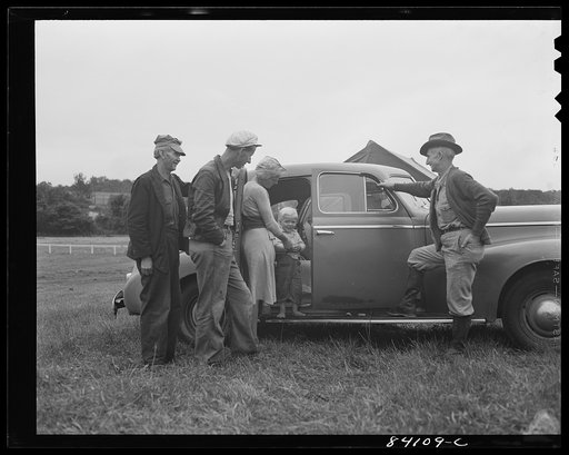 Batavia, New York. David Nesbitt picking up the Friend family to take them to his farm in Albion, New York where they will live and work
