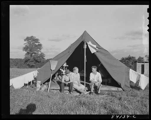 Batavia, New York. Elba FSA (Farm Security Administration) farm labor camp. The Friend family at home in their tent