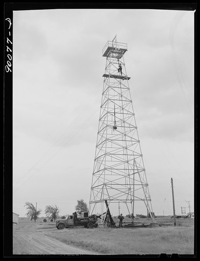 Servicing an old oil well near Wichita, Kansas