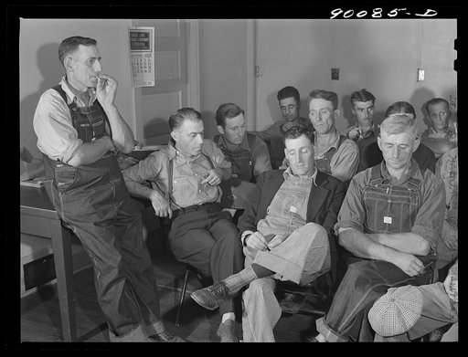 Untitled photo, possibly related to: Meeting of members of Two Rivers Non-Stock Cooperative Association, FSA (Farm Security Administration) project. Waterloo, Nebraska