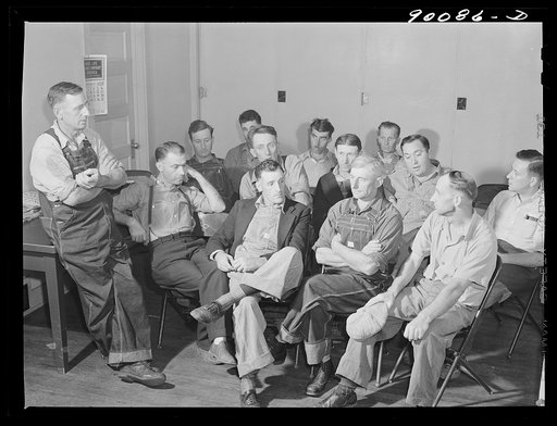 Meeting of members of Two Rivers Non-Stock Cooperative Association, FSA (Farm Security Administration) project. Waterloo, Nebraska