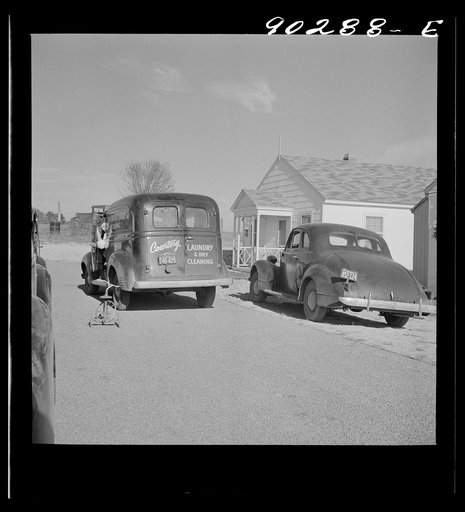 Laundry and dry cleaning delivery in Sunset Village. FSA (Farm Security Administration) project for defense workers, Radford, Virginia