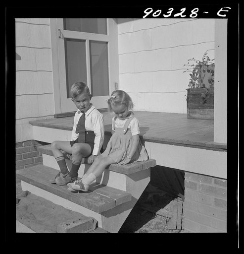 Untitled photo, possibly related to: Elsie, Marie, and Howard Jr., children of Mr. Howard H. Smith from Galax, Virginia who live in new rural home built by FSA (Farm Security Administration) on J.T. Nolley's property. Riner Virginia, near Radford