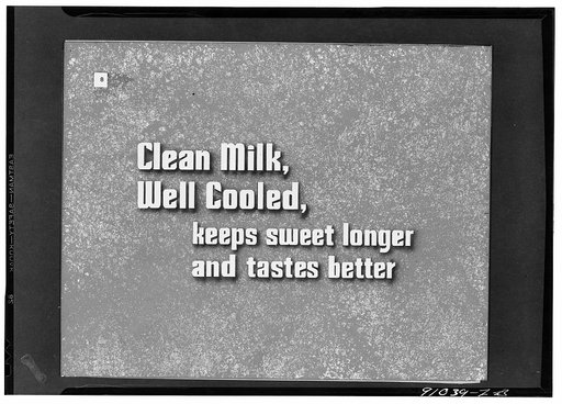 Keeping good milk good, a filmstrip prepared by the FSA (Farm Security Administration) in September, 1942. Frame number eight