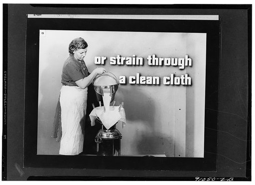 Keeping good milk good, a filmstrip prepared by the FSA (Farm Security Administration) in September, 1942. Frame number nineteen