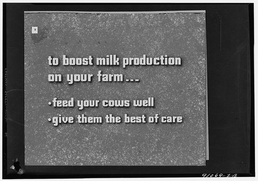 More milk for victory, a filmstrip prepared by the FSA (Farm Security Administration) in September, 1942. Frame number nine