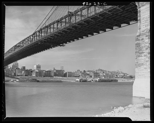 Cincinnati, Ohio. Waterfront showing numerous business houses: the Colter Wholesale Grocers, the King Bag Company, the Queen City Wallpaper Company and others