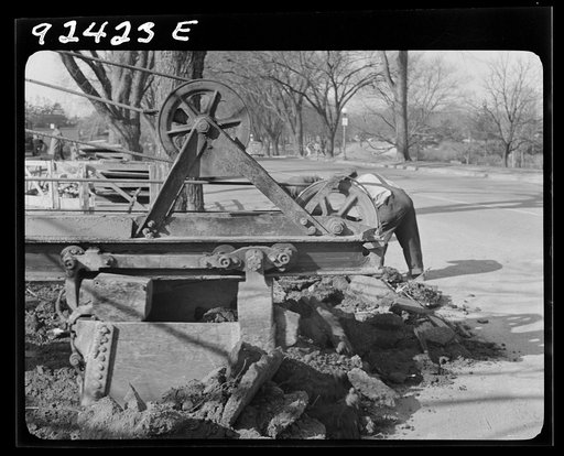 Untitled photo, possibly related to: Washington, D.C. Clearing earth and old paving for extension of Independence Avenue at Fourteenth