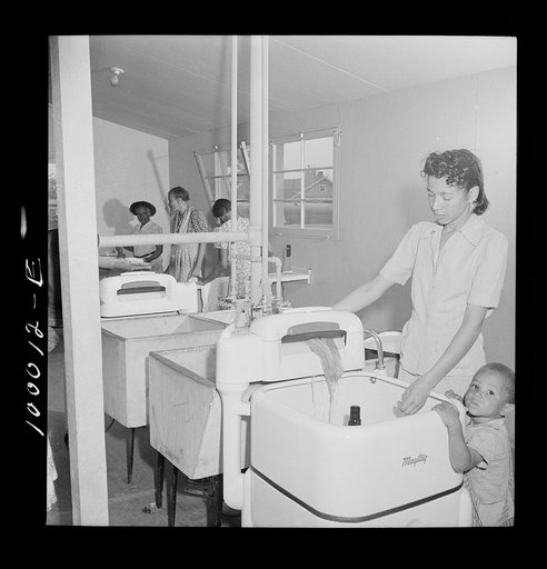 Arlington, Virginia. FSA (Farm Security Administration) trailer camp project for Negroes. Well-equipped laundry in the community building