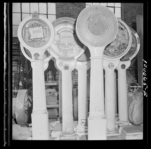 Washington, D.C. Salvage drive, Victory Program. Restaurant scales among objects stored in warehouse of District wholesale junk company