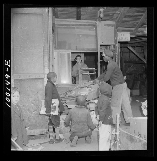 Washington, D.C. Scrap salvage campaign, Victory Program. Scrap being weighed before their purchase by retail junk dealer