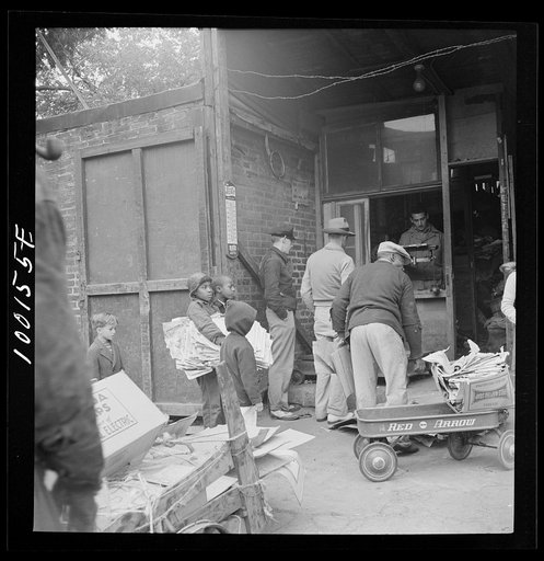 Washington, D.C. Scrap salvage campaign, Victory Program. Scrap being weighed before their purchase by a retail junk dealer