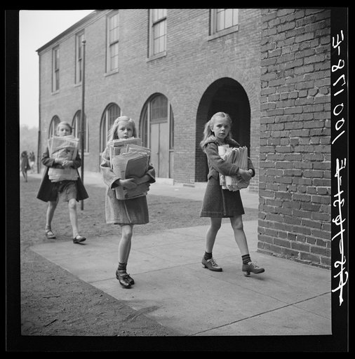Washington, D.C. Scrap salvage campaign, Victory Program. Children bringing their weekly contribution of scrap paper to school