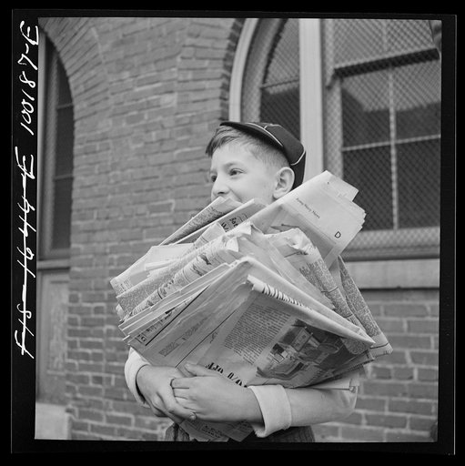 Washington, D.C. Scrap salvage campaign, Victory Program. Children bringing their weekly contribution of scrap paper to school