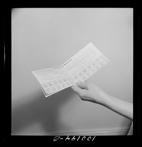 Sugar rationing card showing stamps