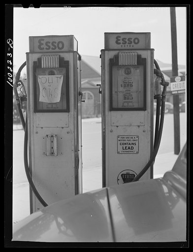 Washington, D.C. Empty gas tanks at Esso filling station on the waterfront
