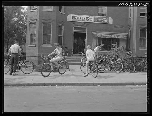 Washington, D.C. A bicycle rental shop on 22nd street near Virginia Avenue, N.W. on Sunday