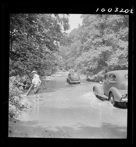 Washington, D.C. Waders at an automobile ford in Rock Creek Park