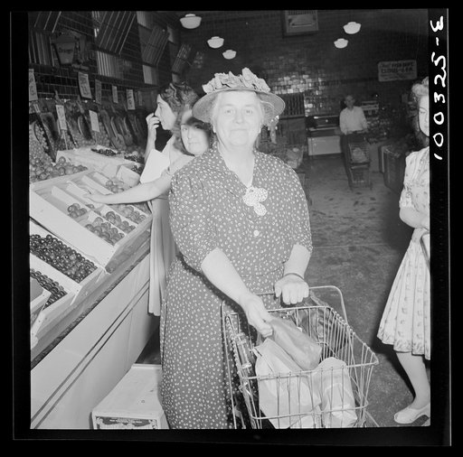 Untitled photo, possibly related to: Washington, D.C. Customers in the Giant Food shopping center on Wisconsin Avenue