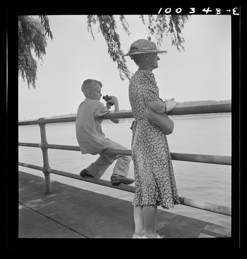 Washington, D.C. Old and young watching sailboats at Haines Point [i.e. Hains Point