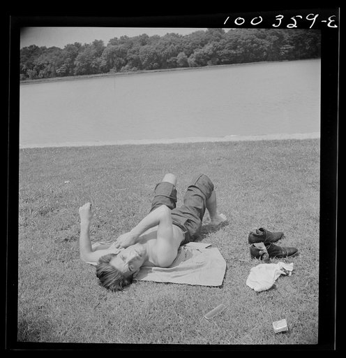 Untitled photo, possibly related to: Washington, D.C. Sunbather in East Potomac Park