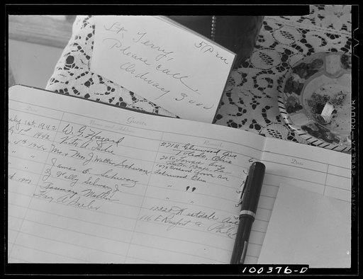 Chevy Chase, Maryland. The register in Mrs. Harper's tourist home