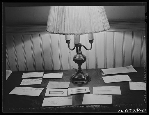 Untitled photo, possibly related to: Washington, D.C. Morning mail in the front hall of Mr. Cracke's boardinghouse in the old Roosevelt home at 1733 N Street, N.W.