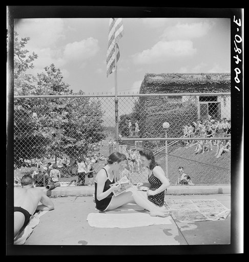 Untitled photo, possibly related to: Washington, D.C. Relaxing on the edge of the municipal swimming pool on Sunday
