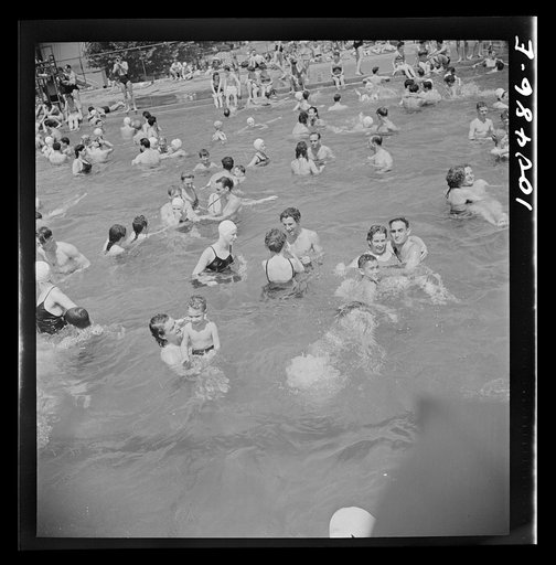 Untitled photo, possibly related to: Washington, D.C. Sunday swimmers at the municipal swimming pool