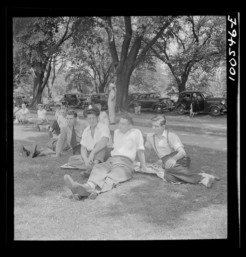 Untitled photo, possibly related to: Washington, D.C. Spectators at a baseball game