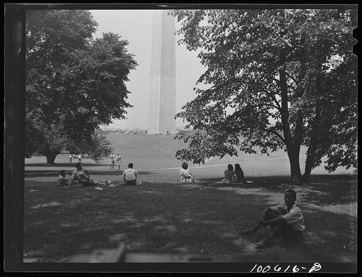 Untitled photo, possibly related to: Washington, D.C. Government workers lunching near the Washington Monument