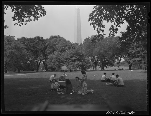 Untitled photo, possibly related to: Washington, D.C. Government workers lunching near the Washington Monument