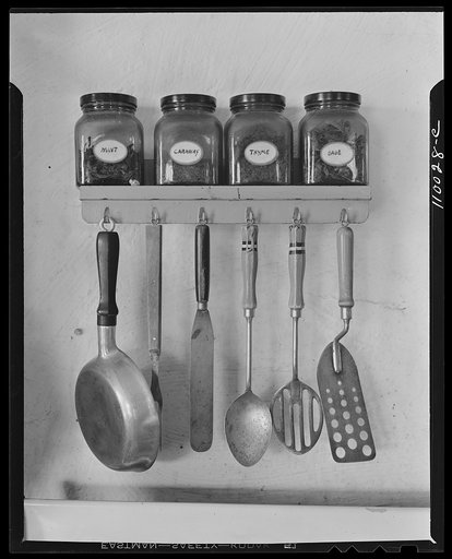 Untitled photo, possibly related to: Birmingham (near Detroit), Michigan. Herbs and kitchen utensils in a house in Birmingham