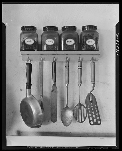 Birmingham (near Detroit), Michigan. Herbs and kitchen utensils in a house in Birmingham