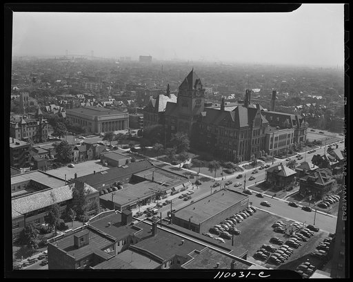 Detroit, Michigan. Looking southwest from Maccabee Building toward Wayne University