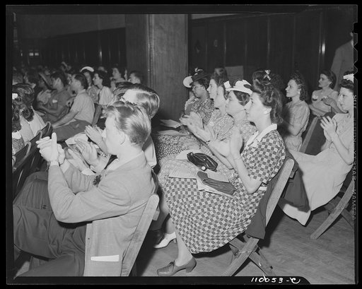 Detroit, Michigan. Youths applauding speaker at the salvage committee meeting