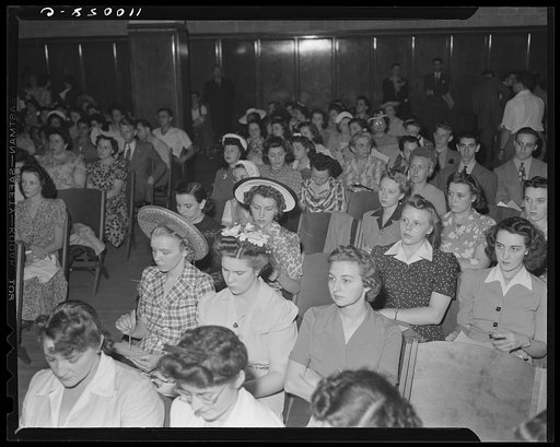 Detroit, Michigan. Youths listening to speakers at a salvage committe meeting