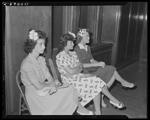 Detroit, Michigan. Girls listening to a speaker at the salvage committee meeting