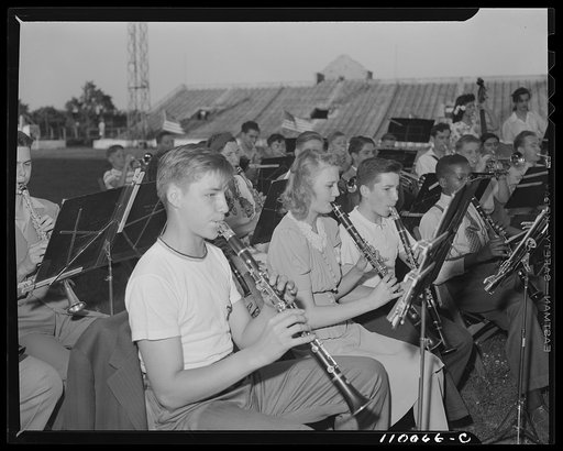 Detroit, Michigan. Musicians at the Blitz Scout meeting
